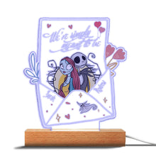 Load image into Gallery viewer, Personalized Nightmare Themed Couple Plaque Light Base Gift
