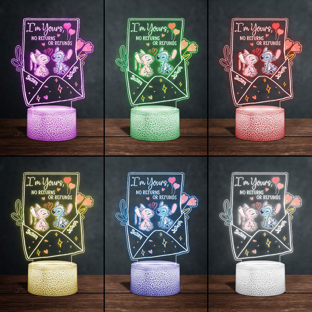 Personalized Ohana Shaped LED Plaque Light Base for Couples