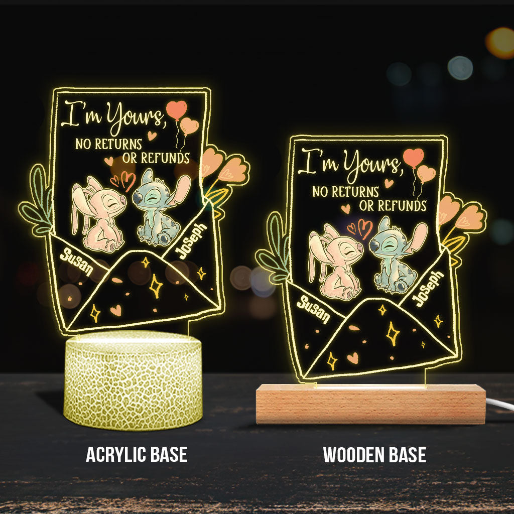 Personalized Ohana Shaped LED Plaque Light Base for Couples