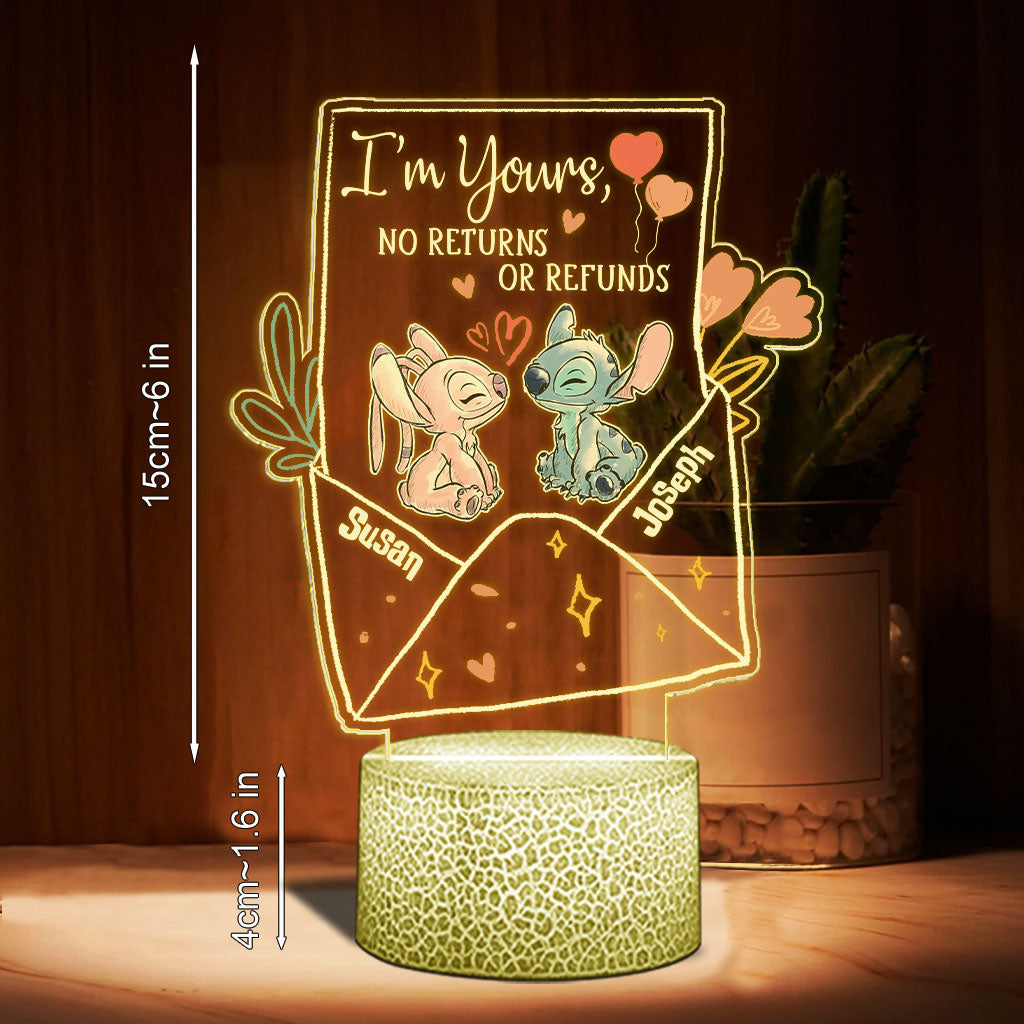 Personalized Ohana Shaped LED Plaque Light Base for Couples