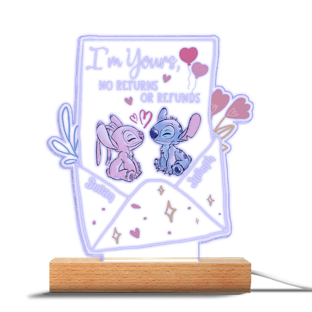 Personalized Ohana Shaped LED Plaque Light Base for Couples