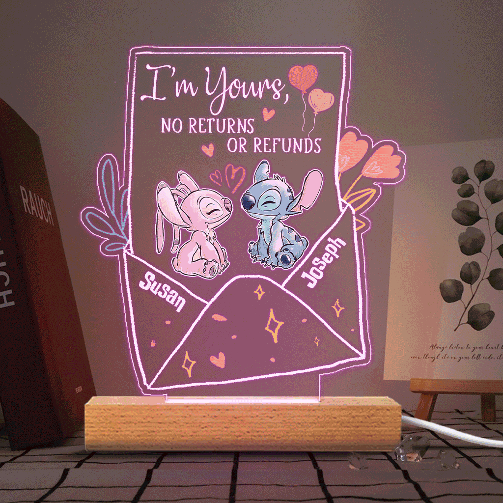 Personalized Ohana Shaped LED Plaque Light Base for Couples