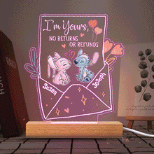 Load image into Gallery viewer, Personalized Ohana Shaped LED Plaque Light Base for Couples
