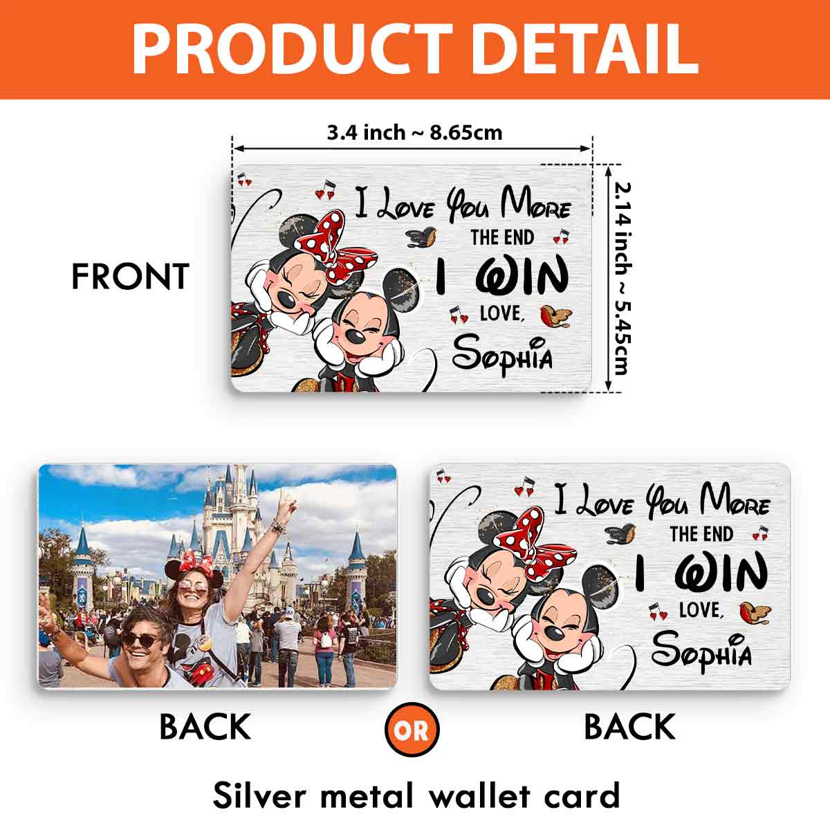 Personalized Metal Wallet Insert Card Custom Message Gift for Partner