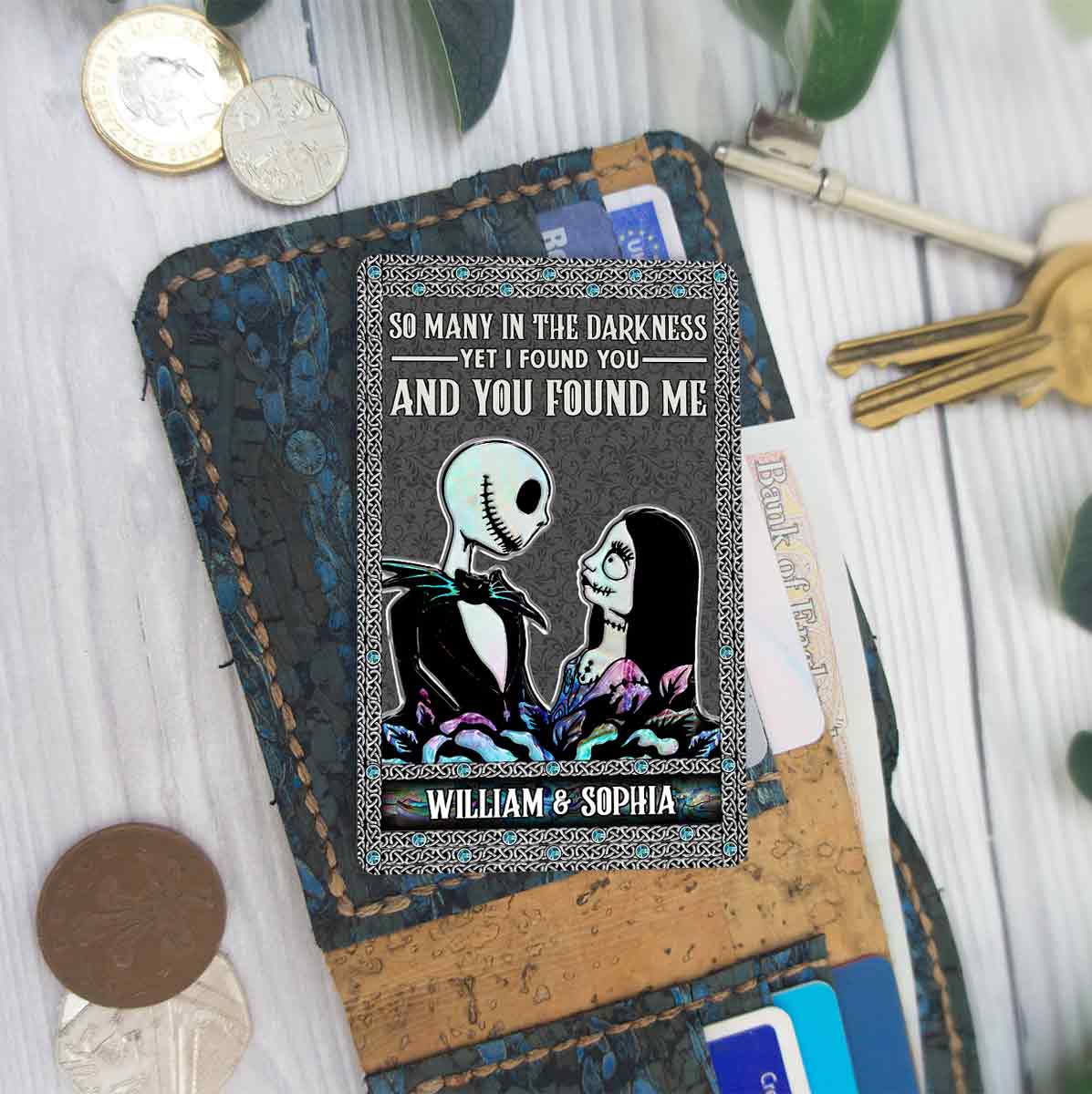 Personalized Metal Wallet Insert Card Custom Name Gift for Couples