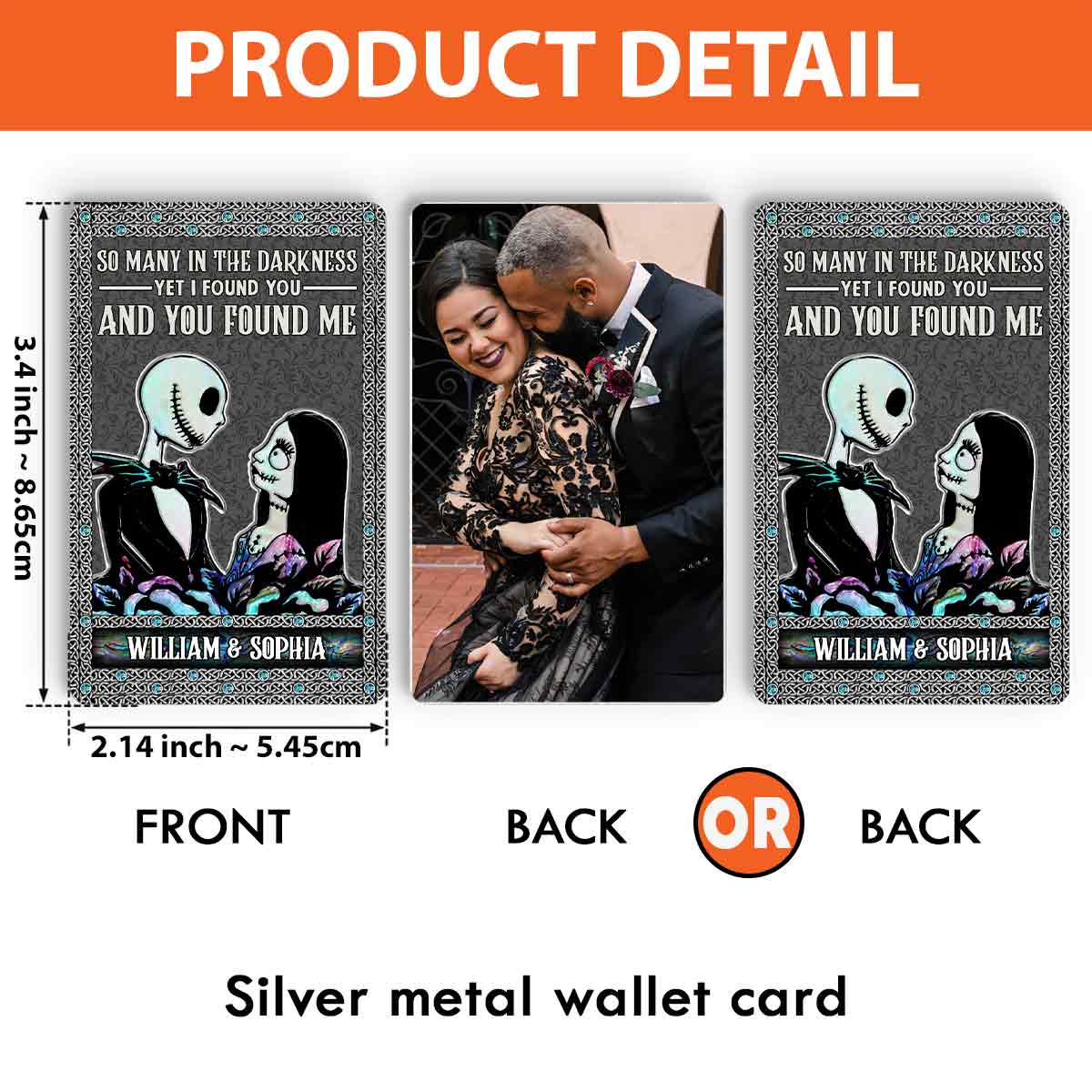Personalized Metal Wallet Insert Card Custom Name Gift for Couples