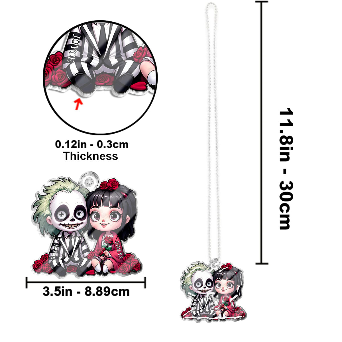 Personalized Horror Couple Car Ornament Custom Name Gift