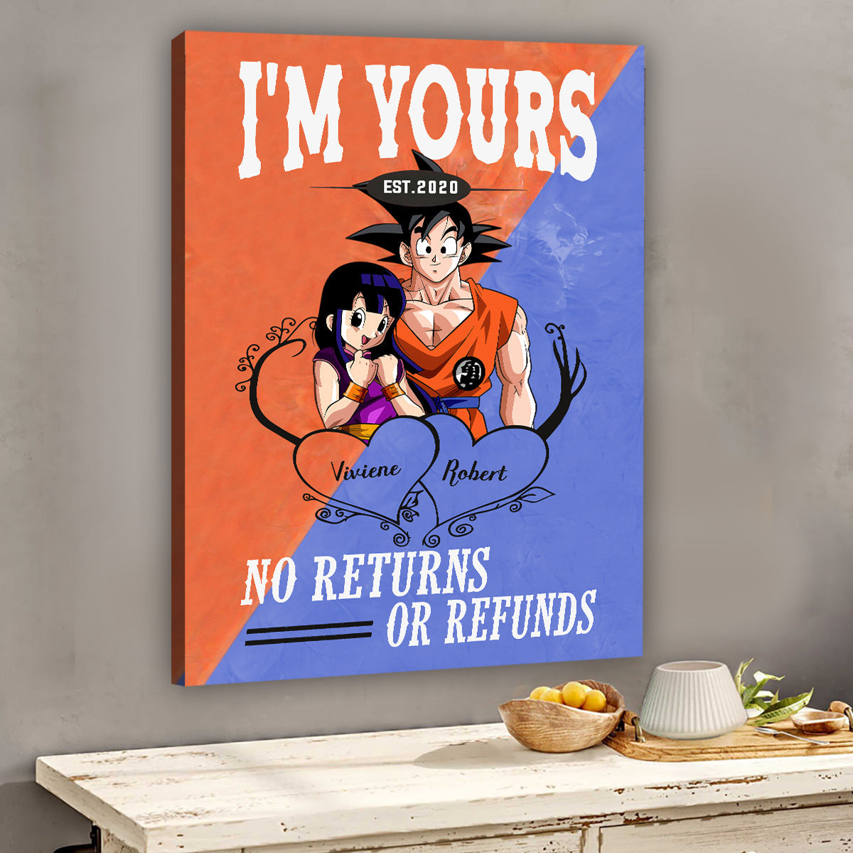Personalized Canvas Poster with Custom Names Engagement Gift
