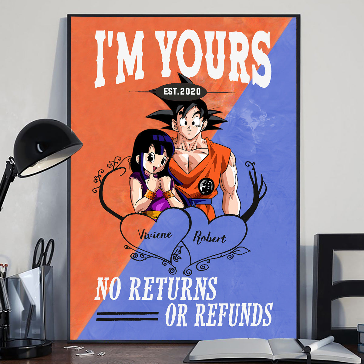 Personalized Canvas Poster with Custom Names Engagement Gift