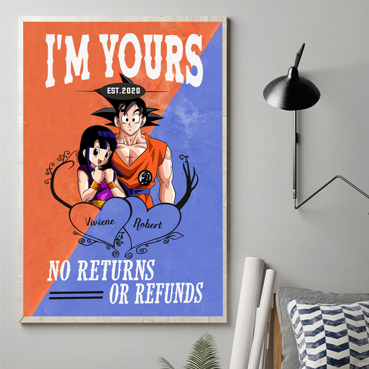 Personalized Canvas Poster with Custom Names Engagement Gift