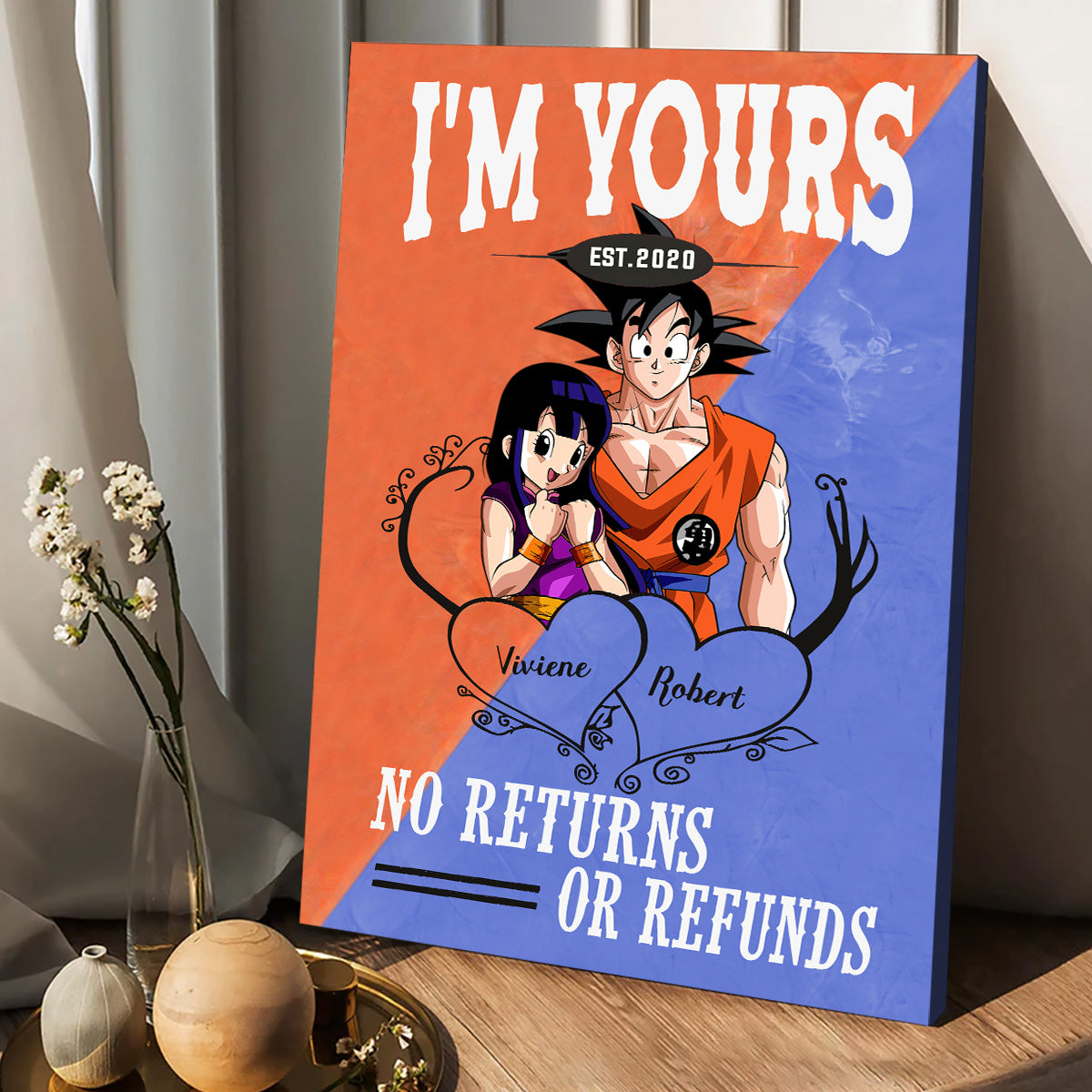 Personalized Canvas Poster with Custom Names Engagement Gift