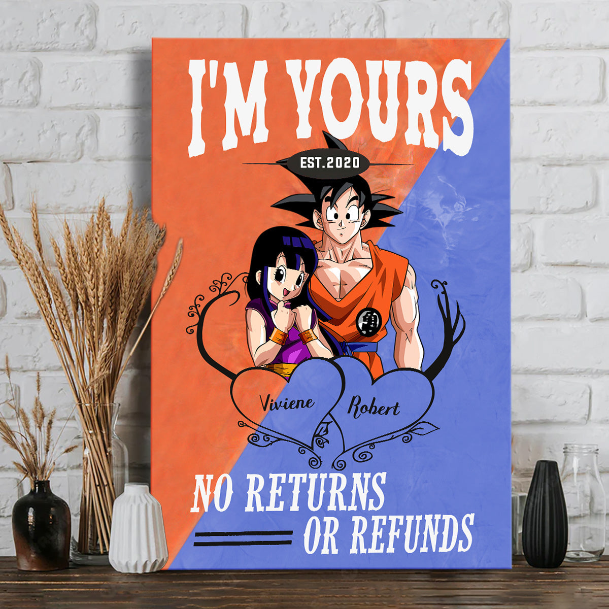 Personalized Canvas Poster with Custom Names Engagement Gift