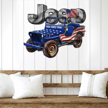 Load image into Gallery viewer, Personalized Independence Day Jeep Cut Metal Sign for Family
