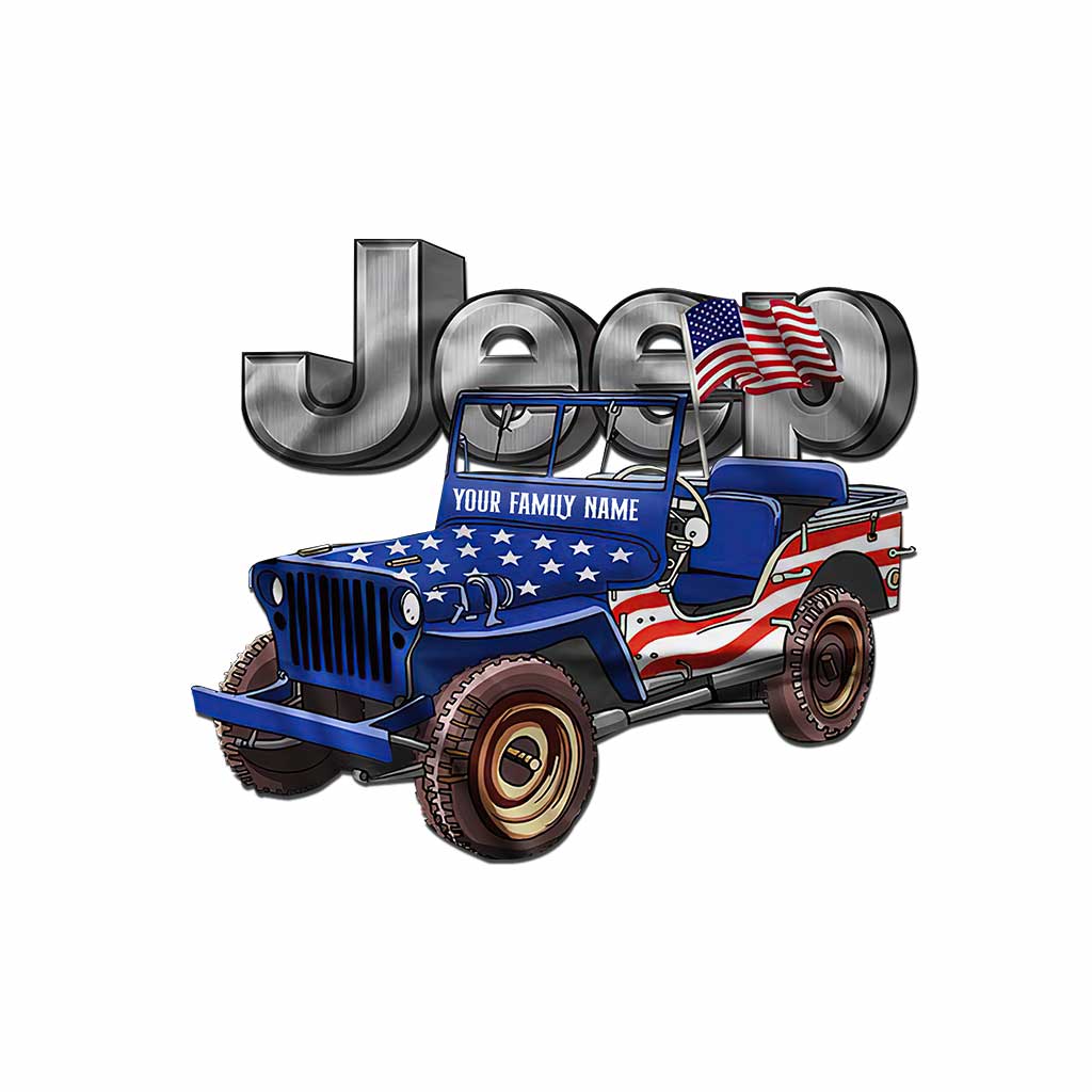 Personalized Independence Day Jeep Cut Metal Sign for Family