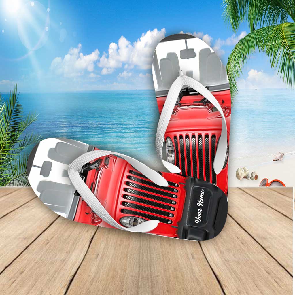 Personalized Jeep Flip Flops Custom Name for Beach Lovers