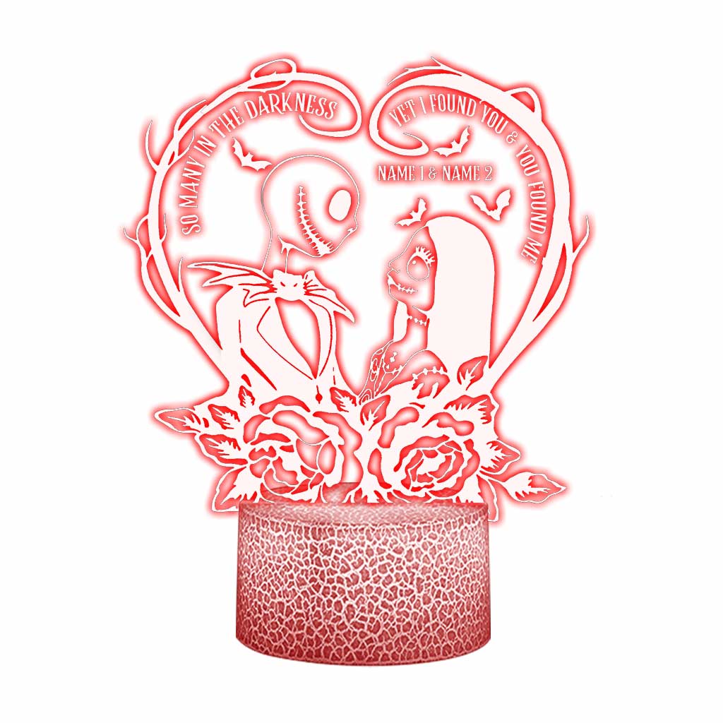 Personalized Nightmare Shaped Plaque Light Base with Custom Names Gift for Couples