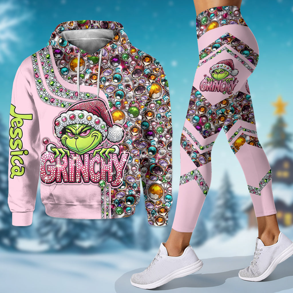 Custom Name Grinch Christmas Hoodie & Leggings Gift Set