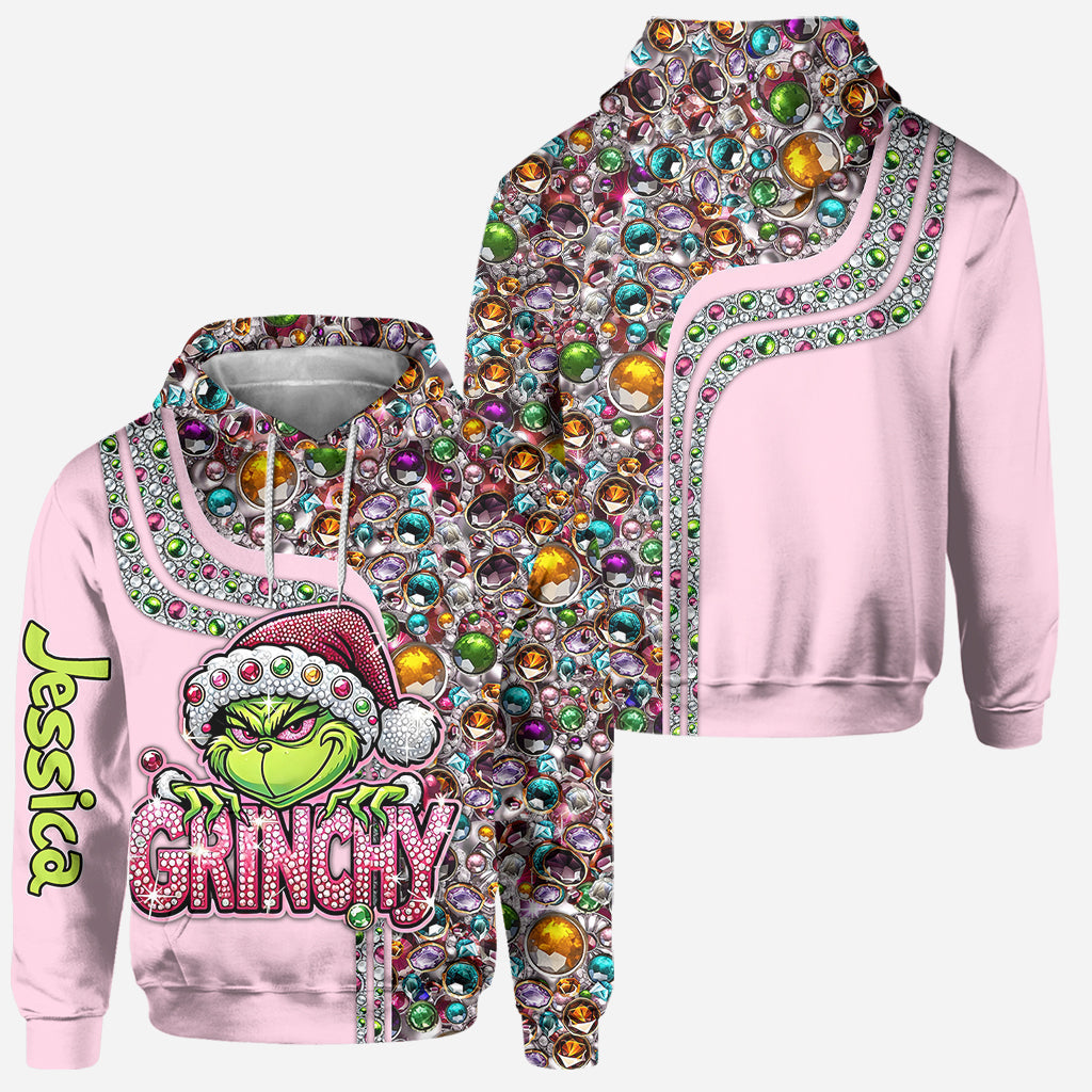 Custom Name Grinch Christmas Hoodie & Leggings Gift Set