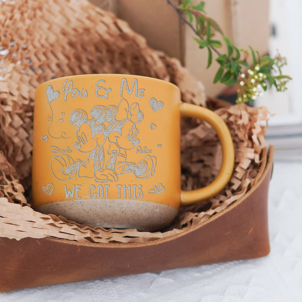 Personalized Engraved Pottery Mug Custom Name Gift for Couples
