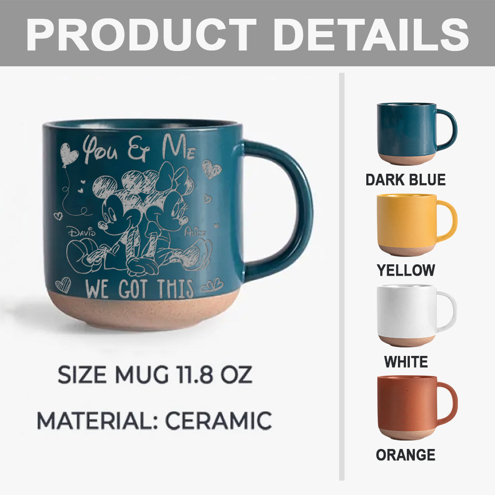 Personalized Engraved Pottery Mug Custom Name Gift for Couples