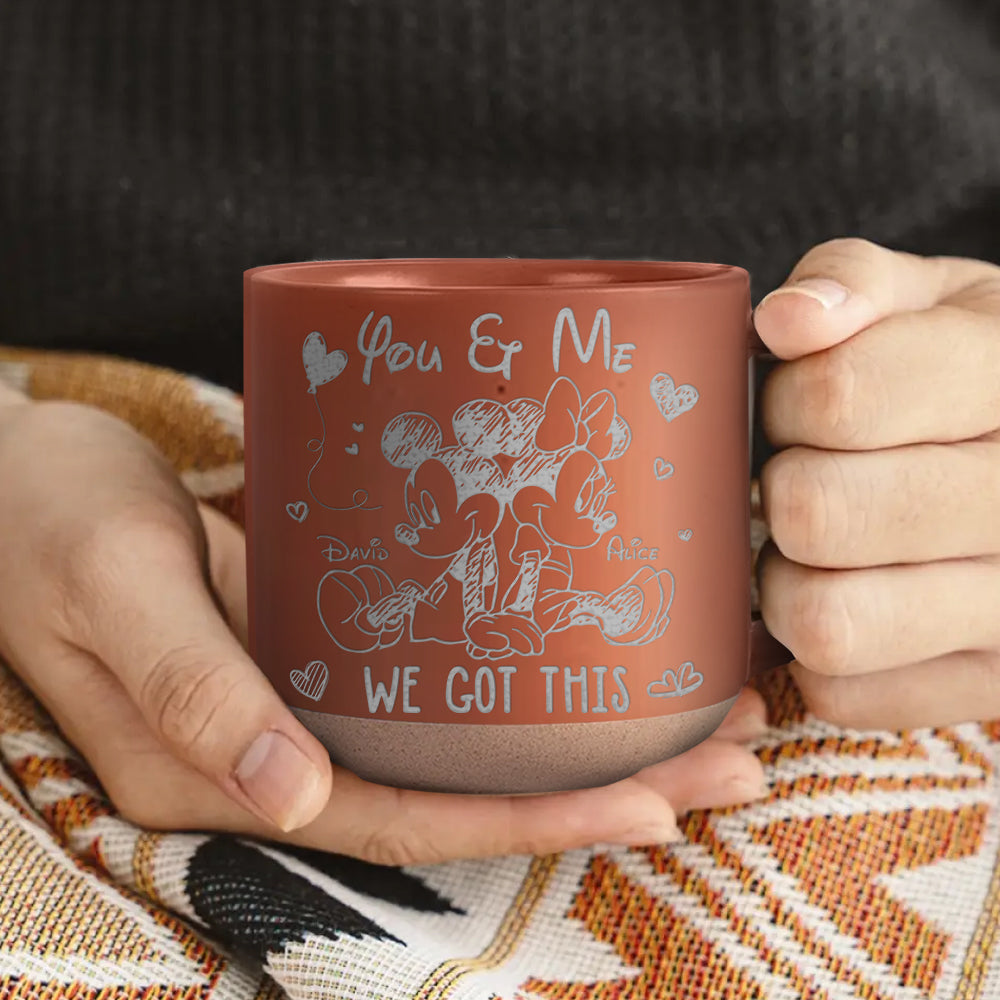 Personalized Engraved Pottery Mug Custom Name Gift for Couples