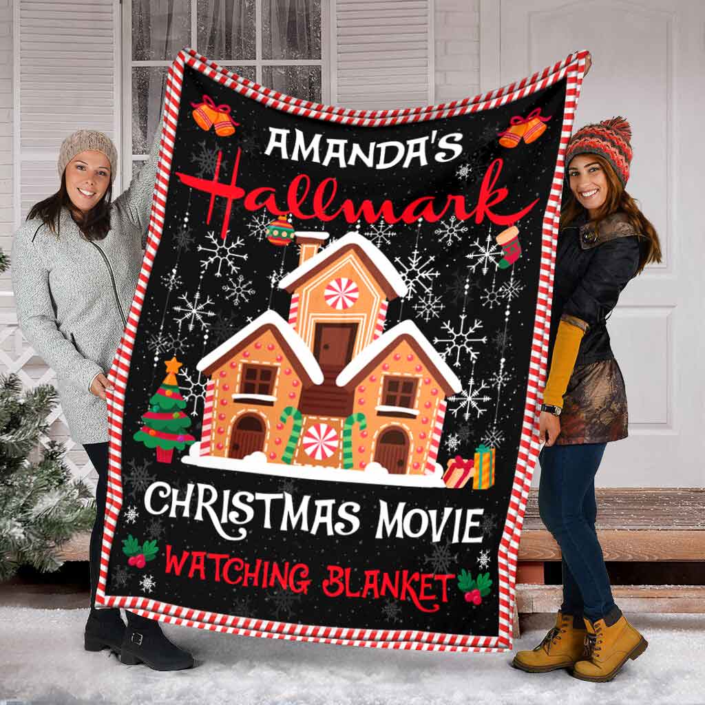 Personalized Christmas Movie Watching Blanket with Name Custom Festive Gift