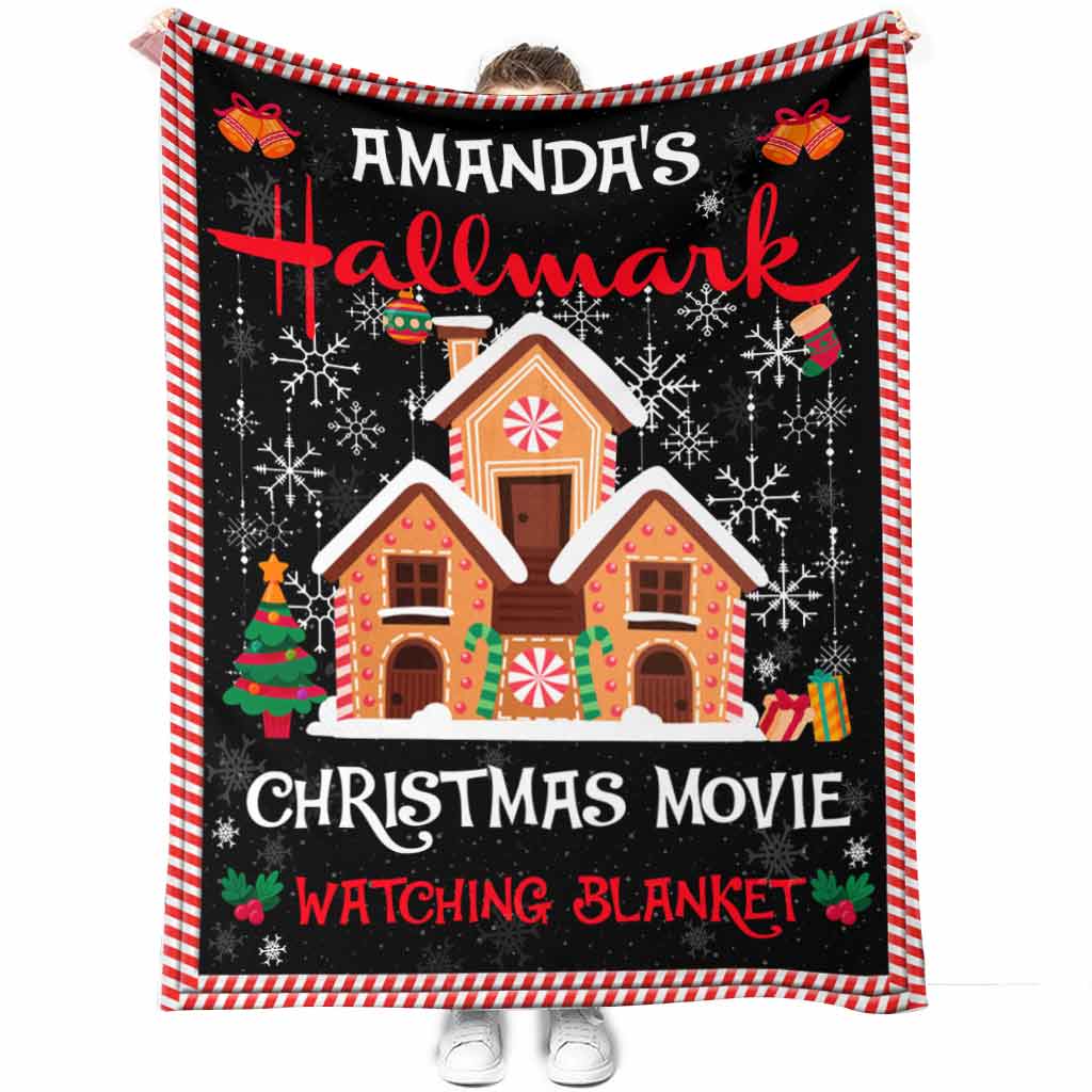 Personalized Christmas Movie Watching Blanket with Name Custom Festive Gift