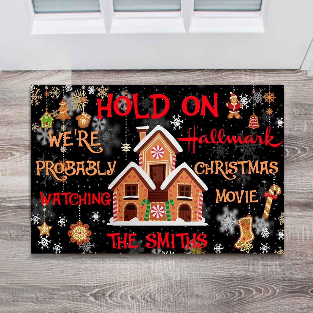 Personalized Christmas Doormat with Family Name - Holiday Decor