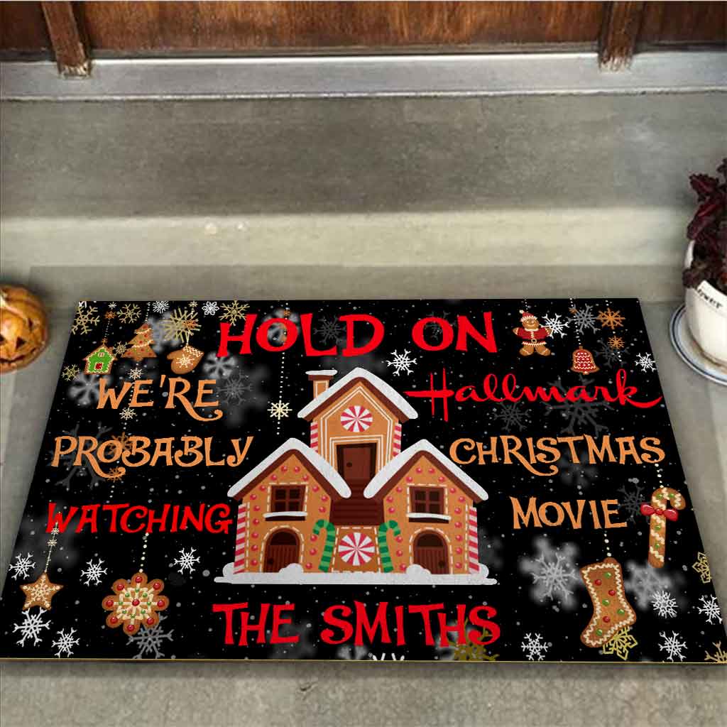 Personalized Christmas Doormat with Family Name - Holiday Decor