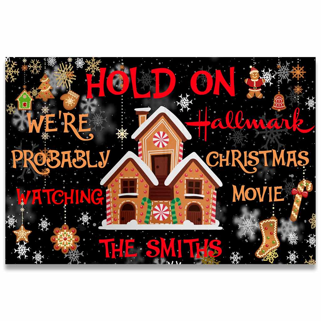 Personalized Christmas Doormat with Family Name - Holiday Decor