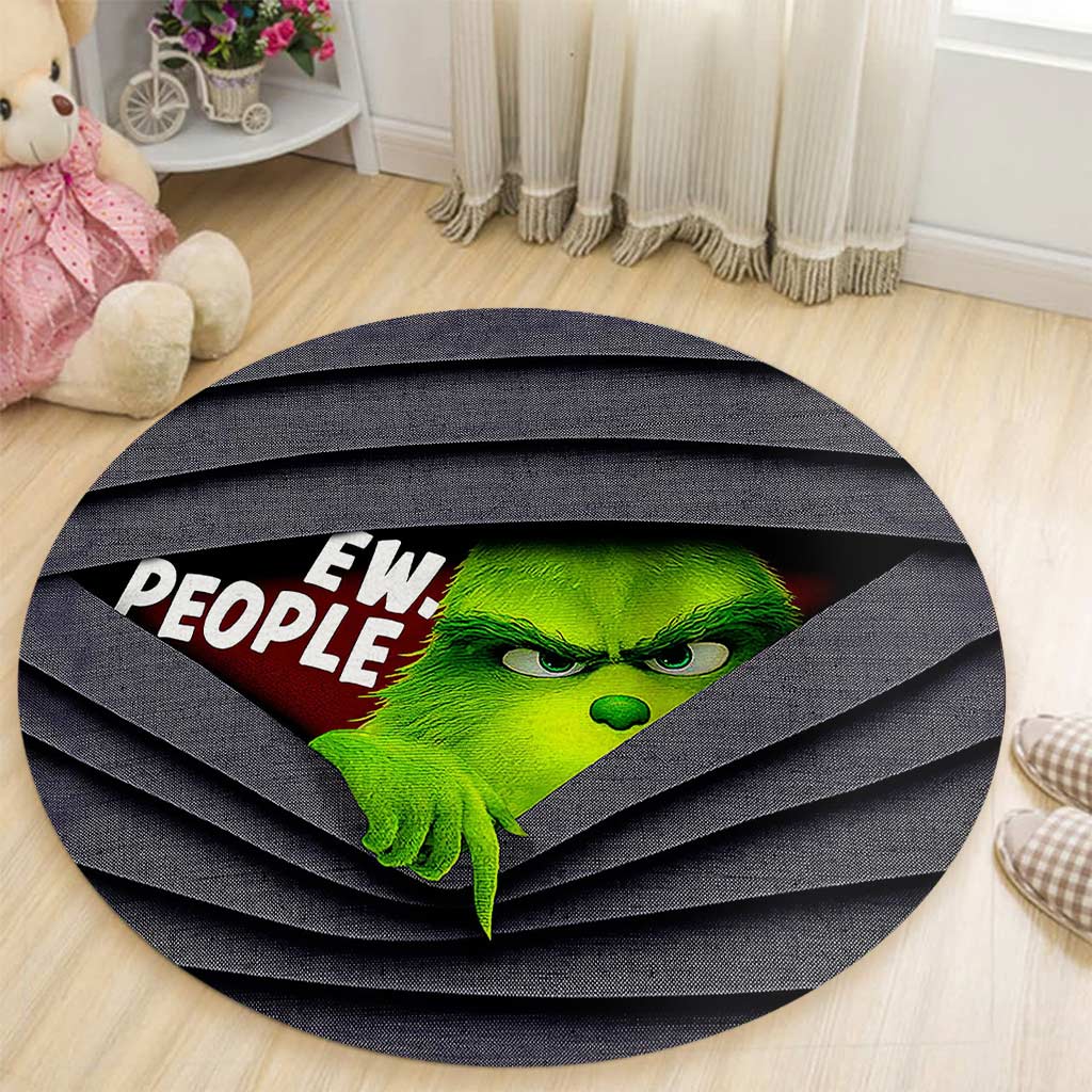 Personalized Christmas Round Rug with Grinch Design for Holiday Decor