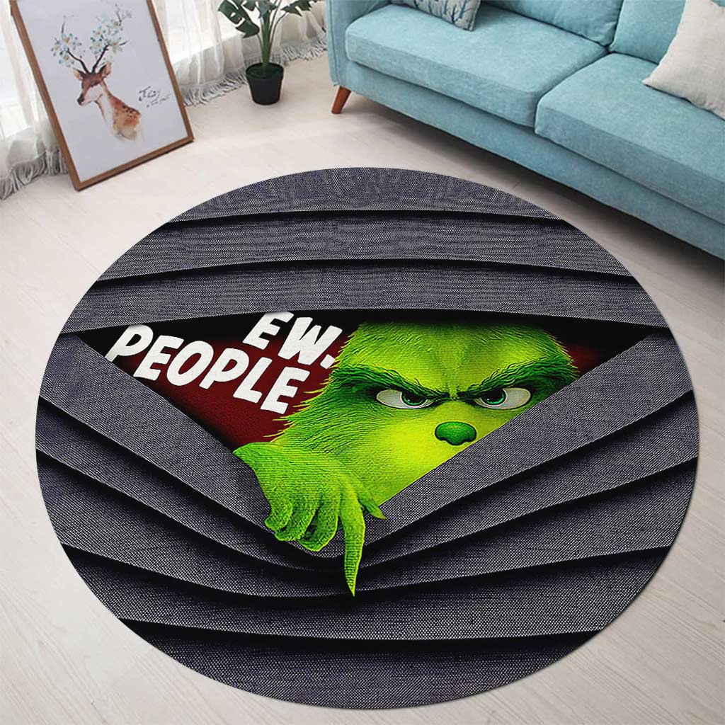 Personalized Christmas Round Rug with Grinch Design for Holiday Decor