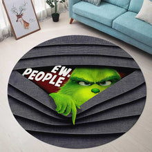 Load image into Gallery viewer, Personalized Christmas Round Rug with Grinch Design for Holiday Decor
