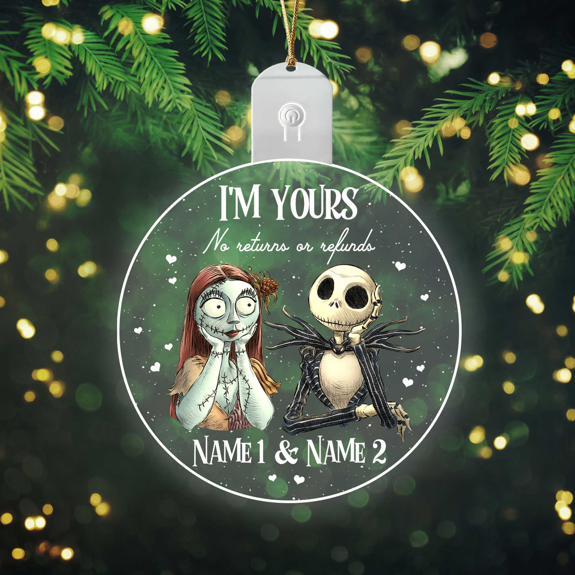 Personalized LED Acrylic Ornament Christmas Gift for Couples
