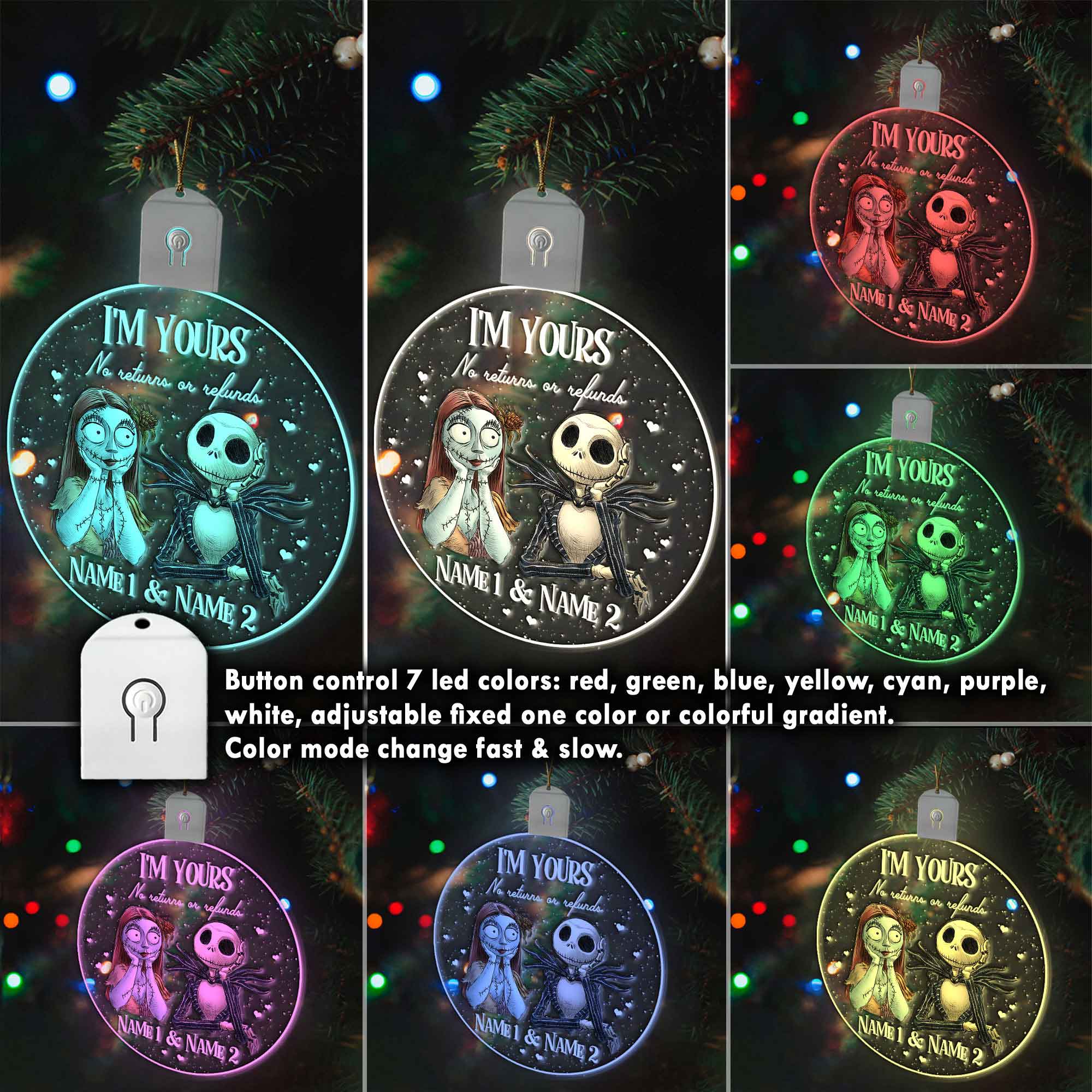 Personalized LED Acrylic Ornament Christmas Gift for Couples