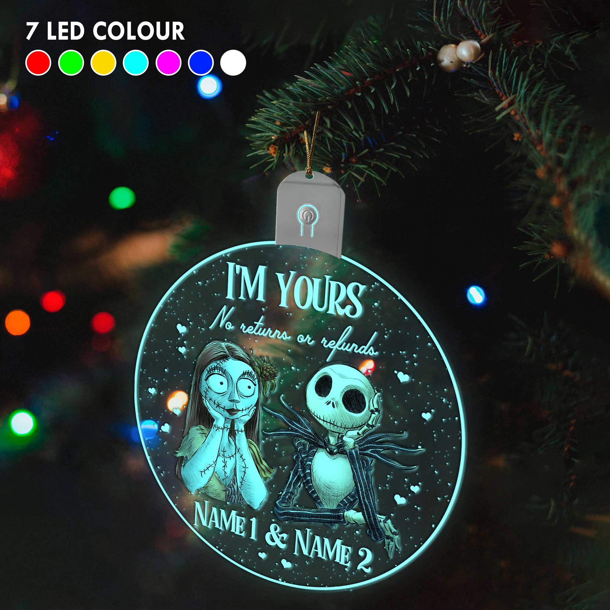 Personalized LED Acrylic Ornament Christmas Gift for Couples