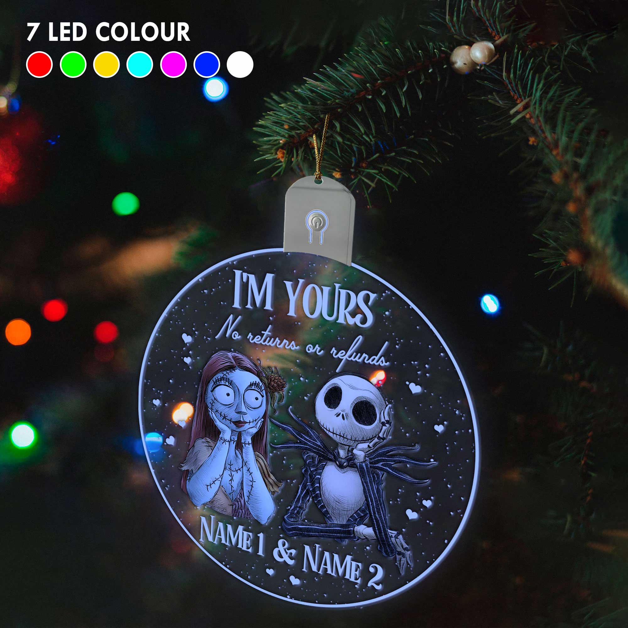 Personalized LED Acrylic Ornament Christmas Gift for Couples