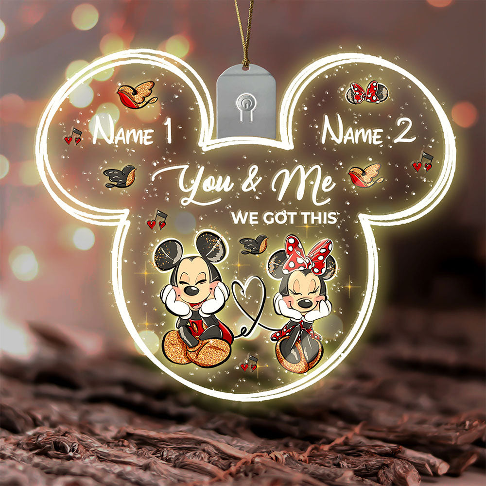Personalized Christmas LED Acrylic Mouse Ornament for Couples