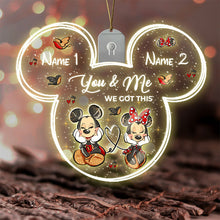 Load image into Gallery viewer, Personalized Christmas LED Acrylic Mouse Ornament for Couples
