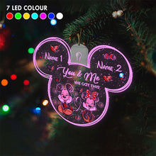 Load image into Gallery viewer, Personalized Christmas LED Acrylic Mouse Ornament for Couples
