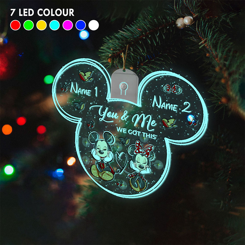 Personalized Christmas LED Acrylic Mouse Ornament for Couples