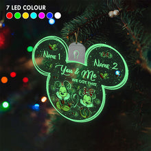 Load image into Gallery viewer, Personalized Christmas LED Acrylic Mouse Ornament for Couples
