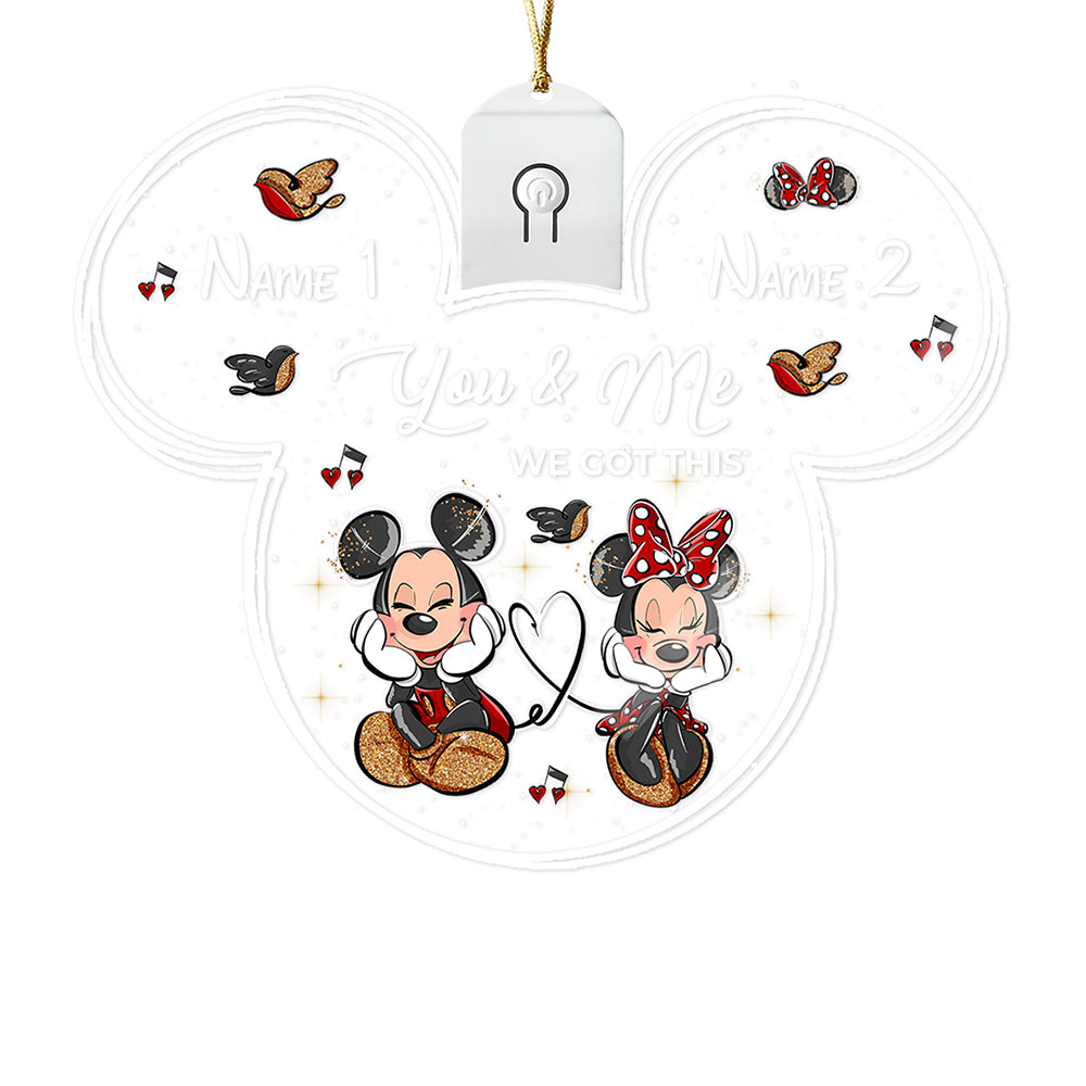 Personalized Christmas LED Acrylic Mouse Ornament for Couples