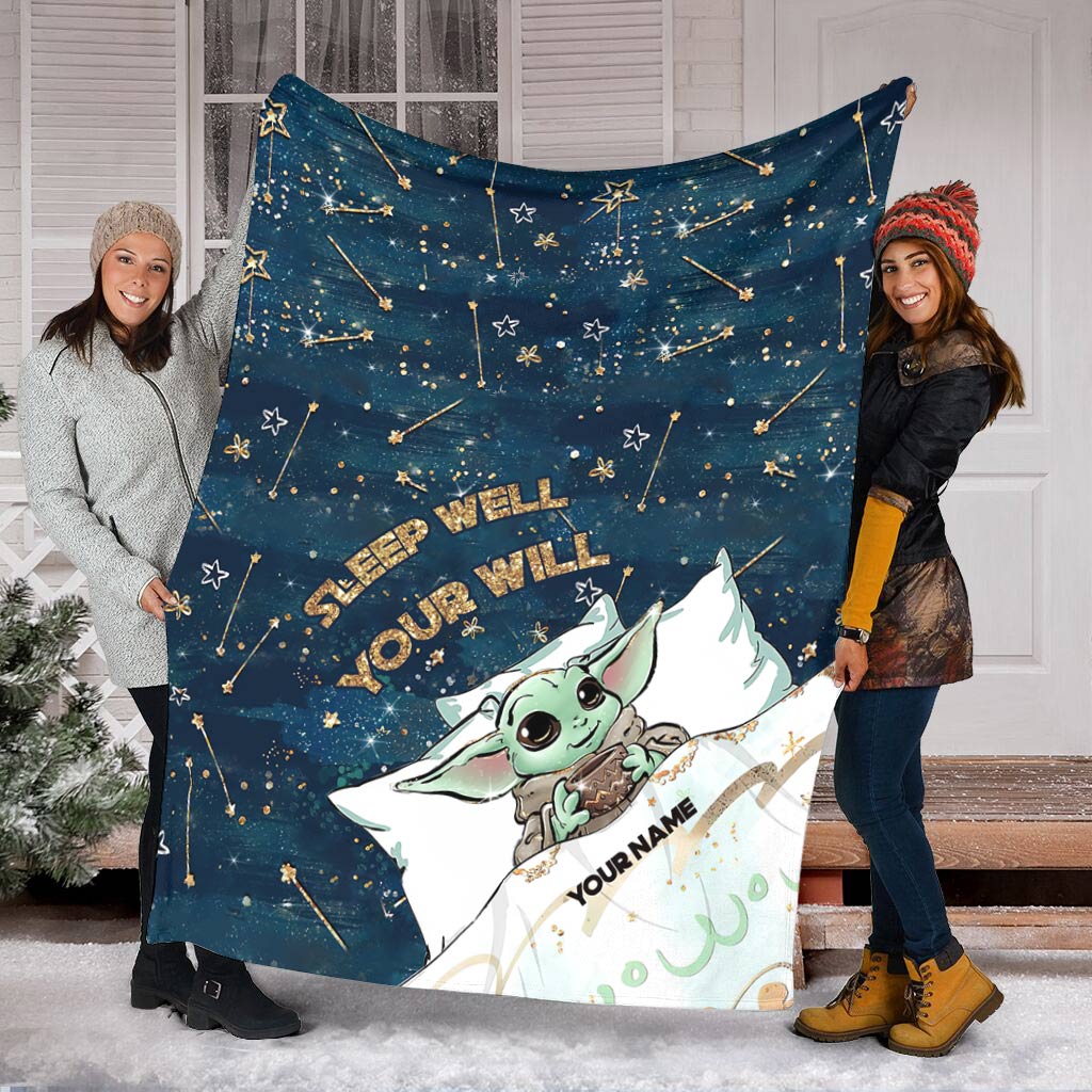 Personalized Baby Yoda Blanket Custom Name Gift for Kids