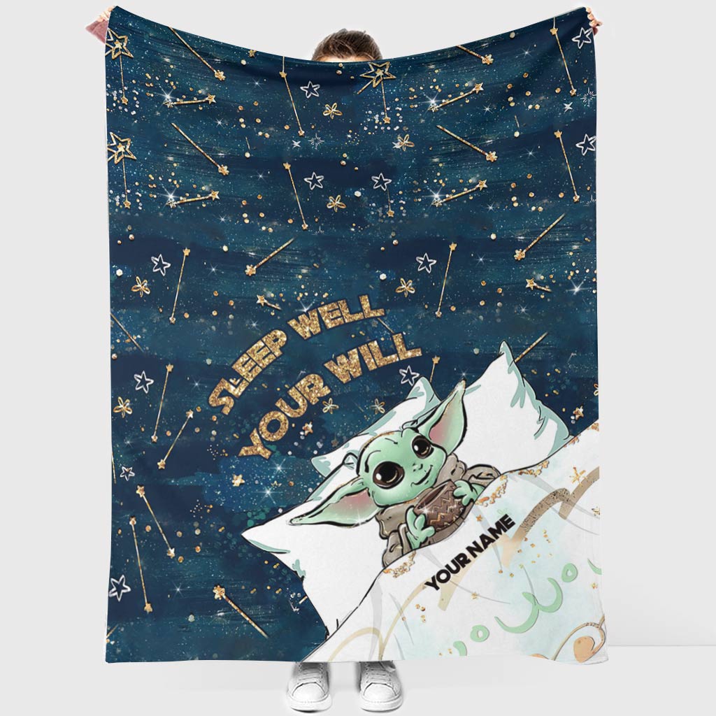 Personalized Baby Yoda Blanket Custom Name Gift for Kids