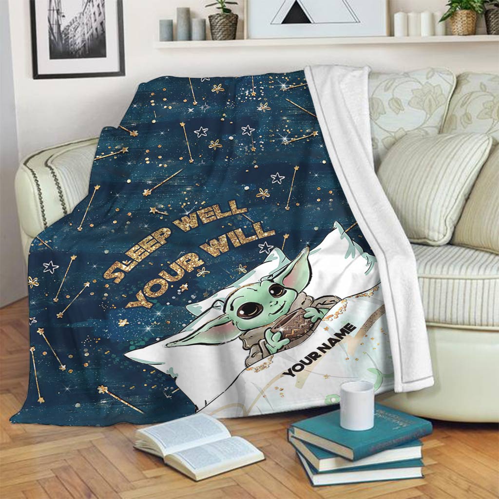 Personalized Baby Yoda Blanket Custom Name Gift for Kids