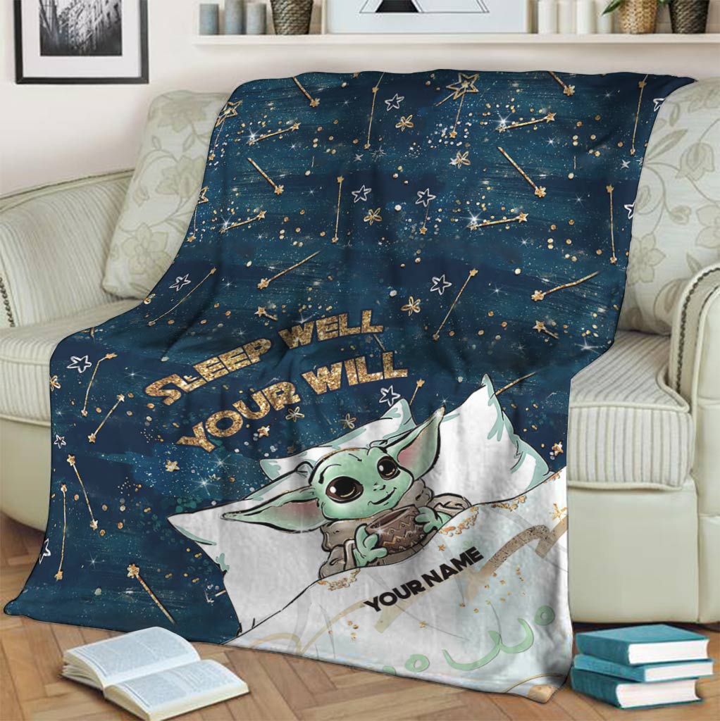 Personalized Baby Yoda Blanket Custom Name Gift for Kids