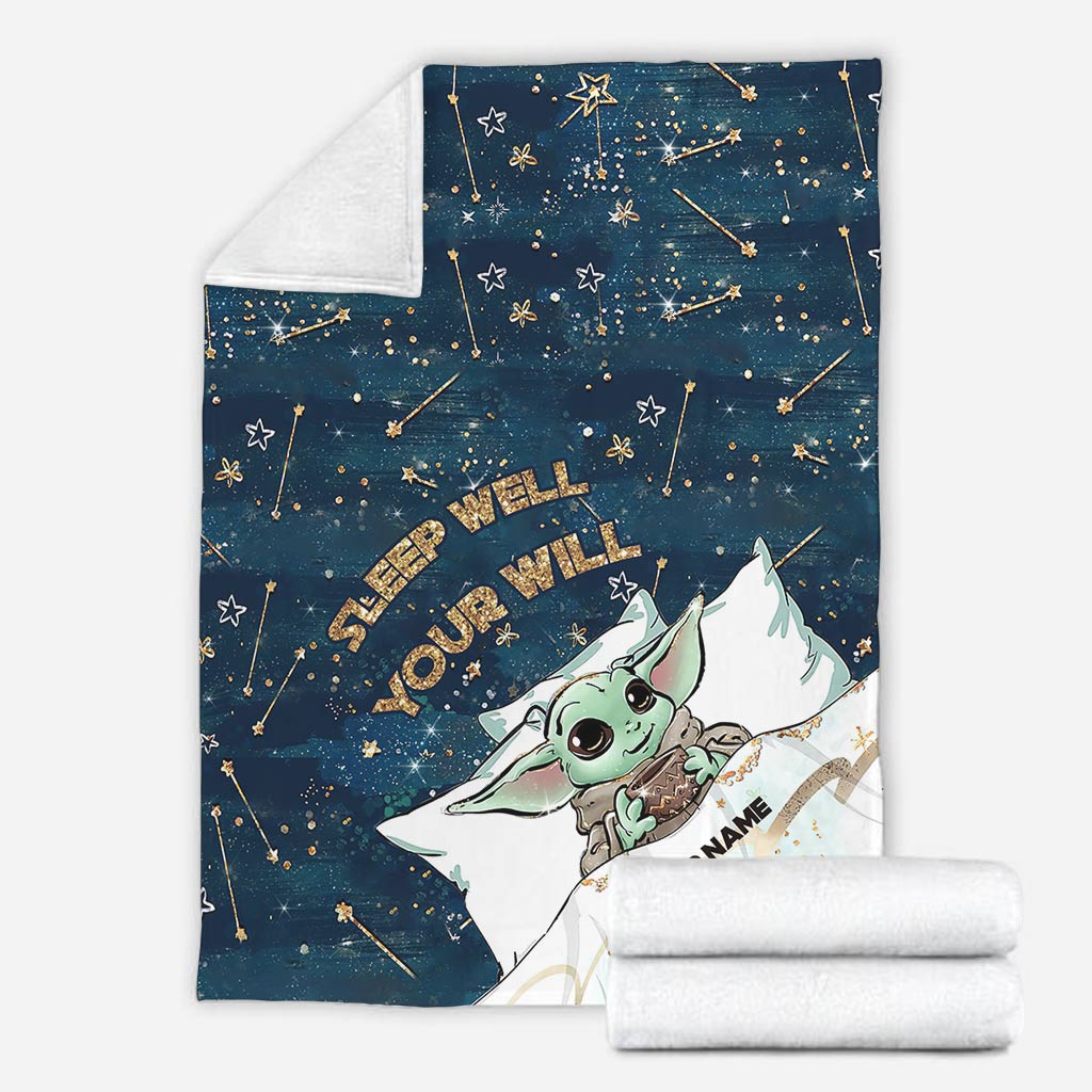 Personalized Baby Yoda Blanket Custom Name Gift for Kids