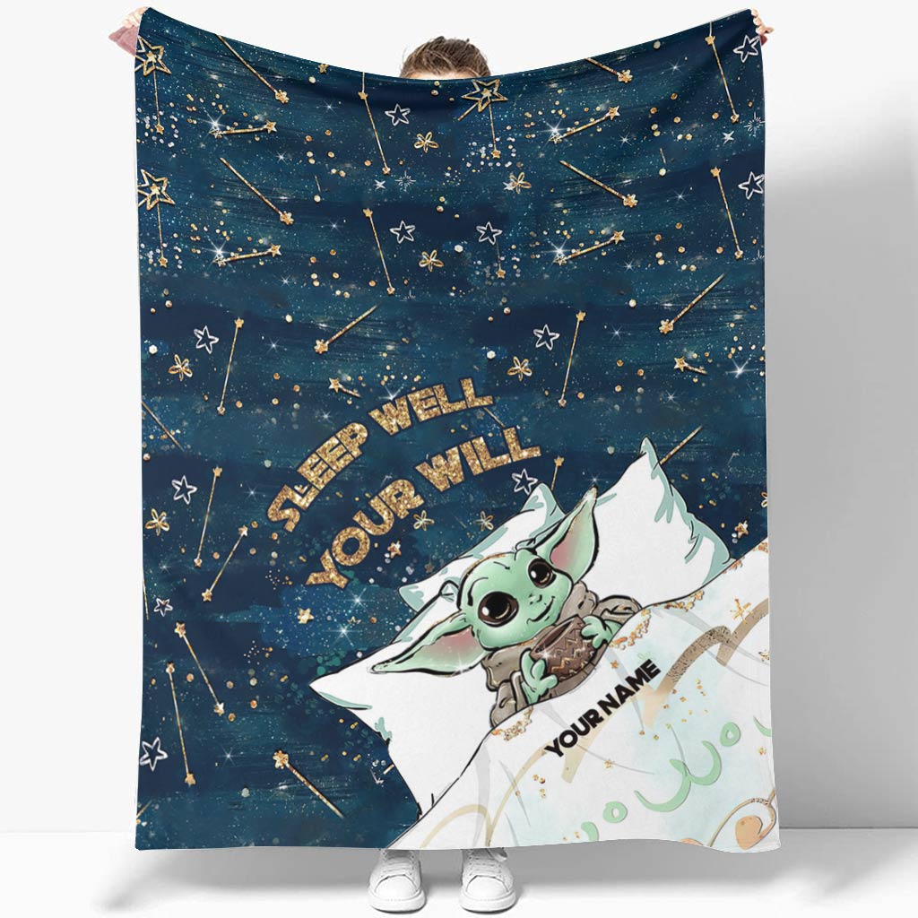 Personalized Baby Yoda Blanket Custom Name Gift for Kids