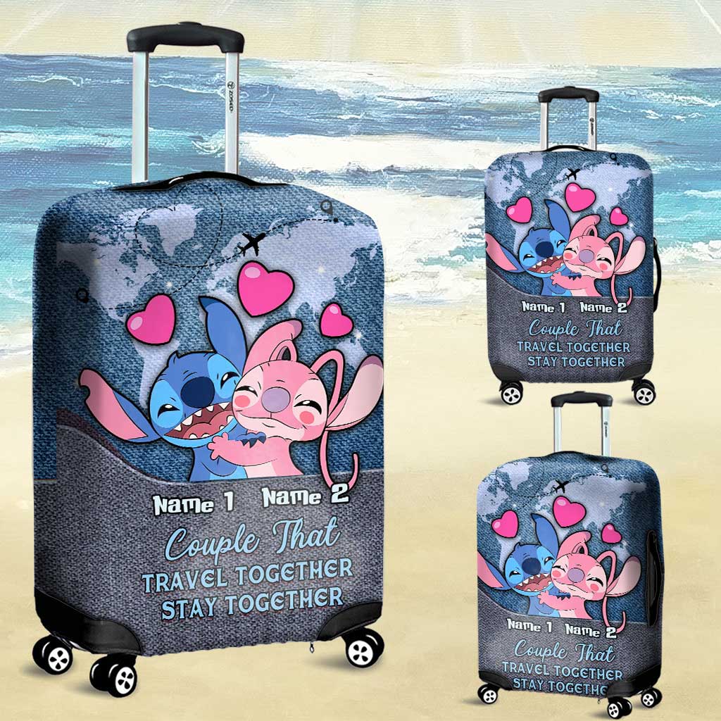 Personalized Luggage Cover for Couples Travel Gift Idea